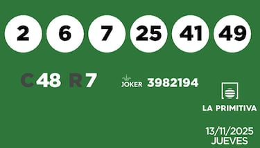 La Primitiva: comprobar los resultados del sorteo de hoy, jueves 13 de noviembre