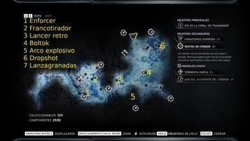 Localización de las armas en el Acto II