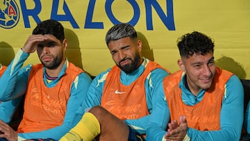 Nestor Araujo, Rodriog Aguirre, Sebastian Caceres of America during the 5th round match between America and FC Juarez as part of the Liga BBVA MX, Torneo Clausura 2025 at Ciudad de los Deportes Stadium, on February 01, 2025 in Mexico City, Mexico.