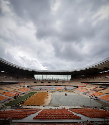 Obras en el estadio de La Cartuja. 