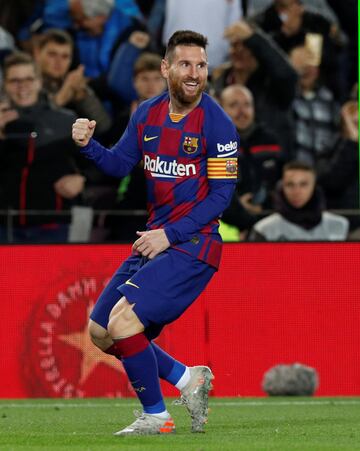Messi celebrando su Hat-Trick 
