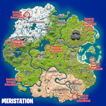 Ubicaciones de los Puestos de Avanzada de Los Siete