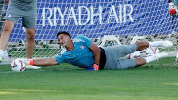 Juan Musso, en su primer entrenamiento con el Atlético.
