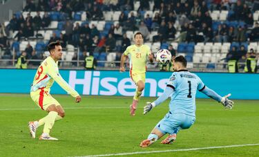 Tremendo el pase que filtró Fabián con un toque sutil para dejar en el mano a mano a Zubimendi dentro del área, que definió de forma exquisita con un balón picado ante Mamardashvili. 
