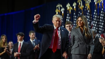 Donald Trump comparece en Florida, junto a su esposa Melania, para declararse vencedor de las elecciones presidenciales en Estados Unidos 2024.