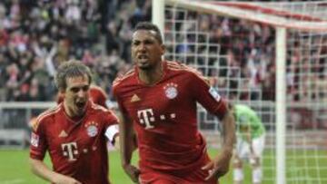 Boateng celebra el 3-2 en el partido ante el Fortuna Düsseldorf.