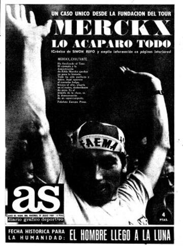  El belga Eddy Merkx arrasó en el Tour, ganó la general, la montaña, la regularidad, la combinada por equipos...Y así se ganó el apodo de 'El Caníbal': era insaciable.