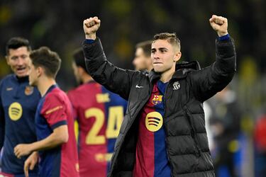 Fermín López celebra la clasificación de su equipo a las semifinales de la Champions League, Inter o Bayern, uno de ellos será el rival del Barcelona en semis.