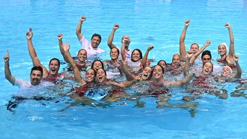SPLIT, CROATIA - SEPTEMBER 09: Players of Spain celebrate winning the LEN European Water Polo Championships Gold-medal match between Spain and Greece at Spaladium Arena on September 9, 2022 in Split, Croatia. (Photo by Marko Lukunic/Pixsell/MB Media/Getty Images)
PUBLICADA 05/12/22 NA MA37 2COL