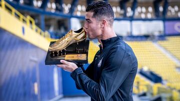 El delantero portugués recibió la Bota de Oro que lo acredita como el máximo anotador de la temporada en el fútbol Saudí.