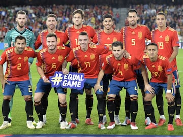 Spain team before the UEFA Nations League soccer match between Spain and England, played at Benito Villamarin Stadium, in Seville, Spain, on Monday, October 15, 2018.