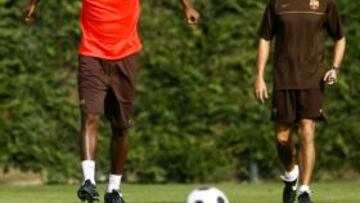 <b>ENTRENAMIENTO</b> Eto'o ha realizado una sesión él solo para recuperar sus ausencias de esta semana.