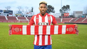 Mojica, durante su presentación con el Girona en el pasado mercado de invierno.