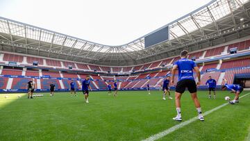 Entrenamiento de Osasuna esta mañana en El Sadar.