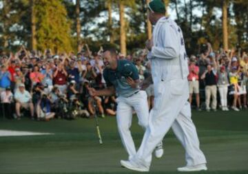 Sergio García celebrates winning his first major.