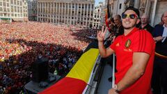 Eden Hazard celebrando el tercer puesto de B&eacute;lgica en el Mundial de Rusia.