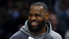 CHARLOTTE, NORTH CAROLINA - JANUARY 28: LeBron James #6 of the Los Angeles Lakers looks on from the sideline during the first half of the game against the Charlotte Hornets at Spectrum Center on January 28, 2022 in Charlotte, North Carolina. NOTE TO USER: