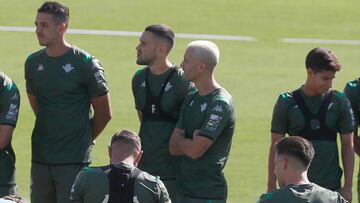 Canales, en el entrenamiento de hoy.