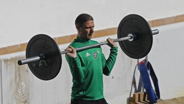 Joaqu&iacute;n, durante un entrenamiento del Betis. 