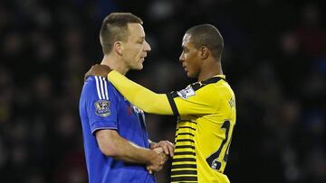 Watford&#039;s Odion Ighalo and Chelsea&#039;s John Terry shake hands after the game.