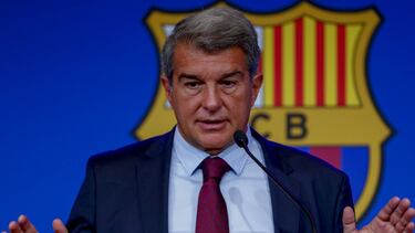 06/08/21 FC BARCELONA RUEDA DE PRENSA DE JOAN LAPORTA PRESIDENTE TRAS HACER OFICIAL LA SALIDA DE LIONEL MESSI LEO MESSI