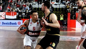 Wade Baldwin trata de penetrar ante la defensa del Mónaco en la Euroliga.