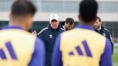 Ancelotti, durante una sesión del Real Madrid.