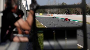 Formula One F1 - Pre Season Testing - Circuit de Barcelona-Catalunya, Barcelona, Spain - February 28, 2019   Ferrari&#039;s Charles Leclerc and Mercedes&#039; Valtteri Bottas in action during testing   REUTERS/Albert Gea