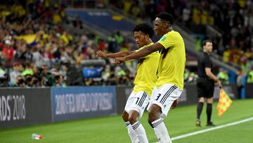 Yerry Mina y Cuadrado en la Selección Colombia