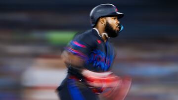 TORONTO, CANADA - AUGUST 8: Vladimir Guerrero Jr. #27 of the Toronto Blue Jays runs the bases after he hit an RBI double to score in George Springer #4 in the first inning of their MLB game against the Baltimore Orioles at Rogers Centre on August 8, 2024 in Toronto, Ontario, Canada. Cole Burston/Getty Images/AFP (Photo by Cole Burston / GETTY IMAGES NORTH AMERICA / Getty Images via AFP)