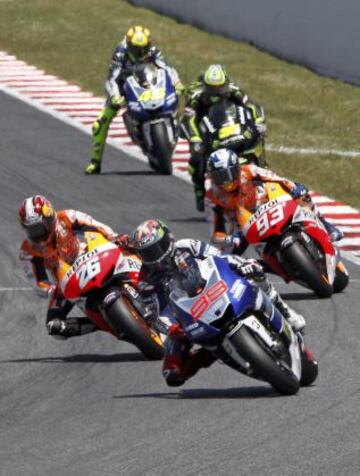 Jorge Lorenzo, seguido de Pedrosa y Márquez.