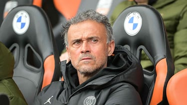 Luis Enrique en un partido de la Ligue 1 entre el PSG y el Lorient.