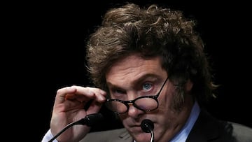 FILE PHOTO: Argentina's President Javier Milei speaks at a business event, in Buenos Aires, Argentina June 5, 2024. REUTERS/Agustin Marcarian/File Photo