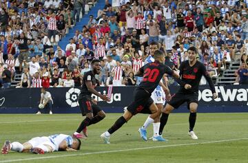El jugador del Atlético de Madrid, Vitolo, celebra el 0-1 al Leganés. 