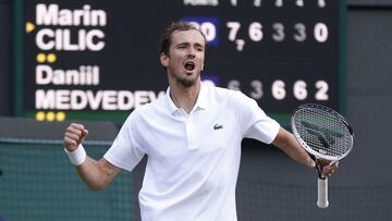 Medvedev celebra su remontada ante Cilic.