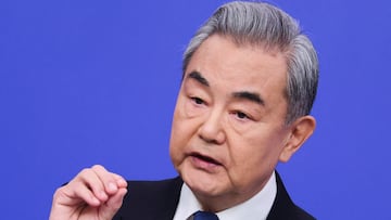Chinese Foreign Minister Wang Yi speaks during a press conference on the sidelines of the National People's Congress (NPC), in Beijing, China, March 8, 2026. REUTERS/Maxim Shemetov TPX IMAGES OF THE DAY