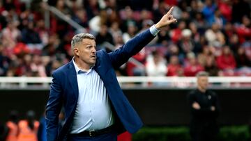 Guadalajara's Spanish head coach Oscar Garcia gestures during the Liga MX Clausura football match between Guadalajara and Santos Laguna at the Akron Stadium in Zapopan, Jalisco state, Mexico on January 11, 2025. (Photo by Ulises Ruiz / AFP)