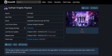 Gotham Knights Playtest en SteamDB.