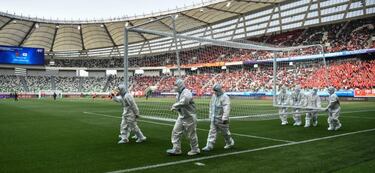 Máxima protección en los estadios de fútbol chinos