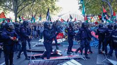 Las imágenes de las protestas pro-Palestina en la última etapa de La Vuelta