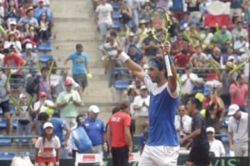 Santiago, 06 de marzo 2016. 
Gozalo Lama en el ultimo partido de la serie de la Zona Americana de Copa Davis.      