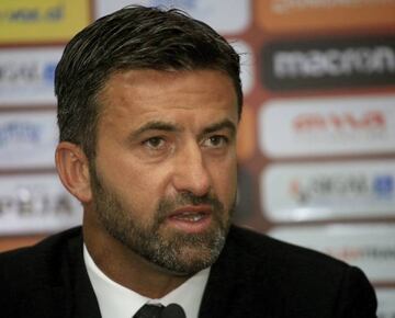Panucci talks to the media during his unveiling as Albania's new coach.