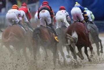 Instante de la 141ª carrera de Preakness Stakes en Baltimore, Maryland.