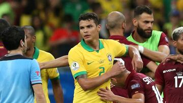 Thiago Silva tras el partido ante Per&uacute;. 