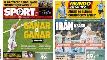 Portadas de los diarios Sport y Mundo Deportivo del d&iacute;a 20 de junio de 2018.