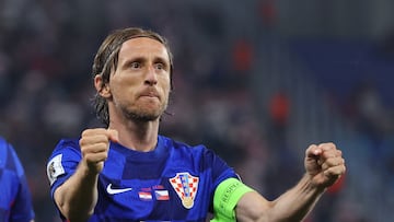 Soccer Football - World Cup - European Qualifiers - Group L - Croatia v Czech Republic - Opus Arena, Osijek, Croatia - June 9, 2025 Croatia's Luka Modric celebrates scoring their second goal REUTERS/Antonio Bronic