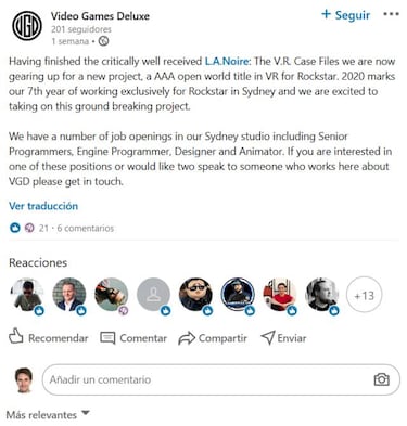 Los creadores de L.A.Noire: The VR Case Files trabajan en un triple A en VR para Rockstar