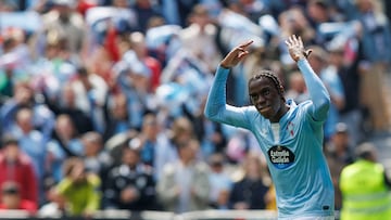 Ilaix celebra un gol anotado contra el Sevilla en Balaídos.