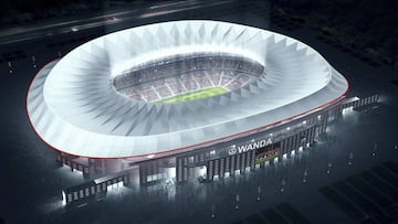 Maqueta panor&aacute;mica del proyecto en 3D del estadio Wanda Metropolitano.