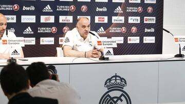Pablo Laso, entrenador del Real Madrid, durante la rueda de prensa.